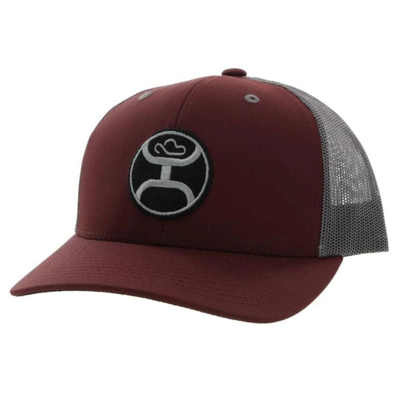 Hooey Primo 6 Panel Trucker Hat with Logo Maroon/Grey