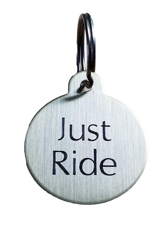 Free JUST RIDE Brass Tag