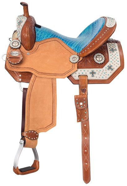 Silver Desert Hope Barrel Saddle with White Hair 15