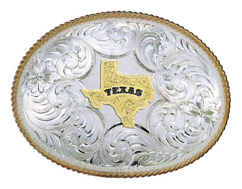 Montana Silver Twisted Rope Texas Buckle 5X4 Br/Rd