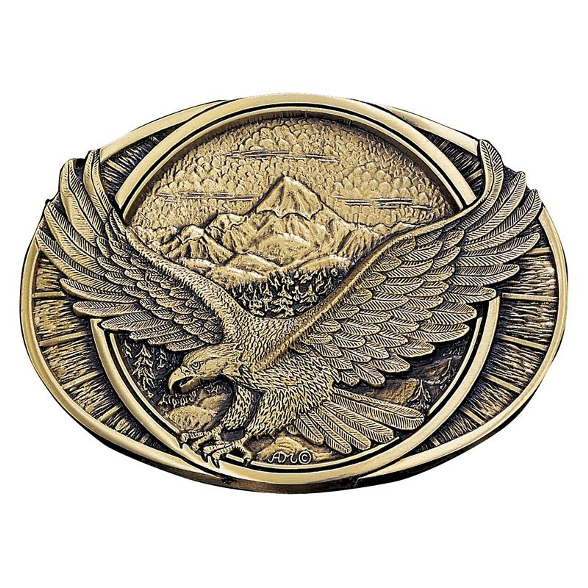 Eagle Brass Heritage Attitude Belt Buckle Brn