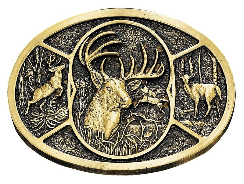 Deer Brass Heritage Attitude Belt Buckle Brn