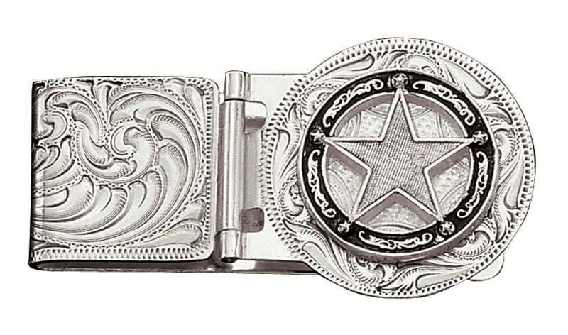 Montana Star Concho Hinged Money Clip 2X1.125 Slv