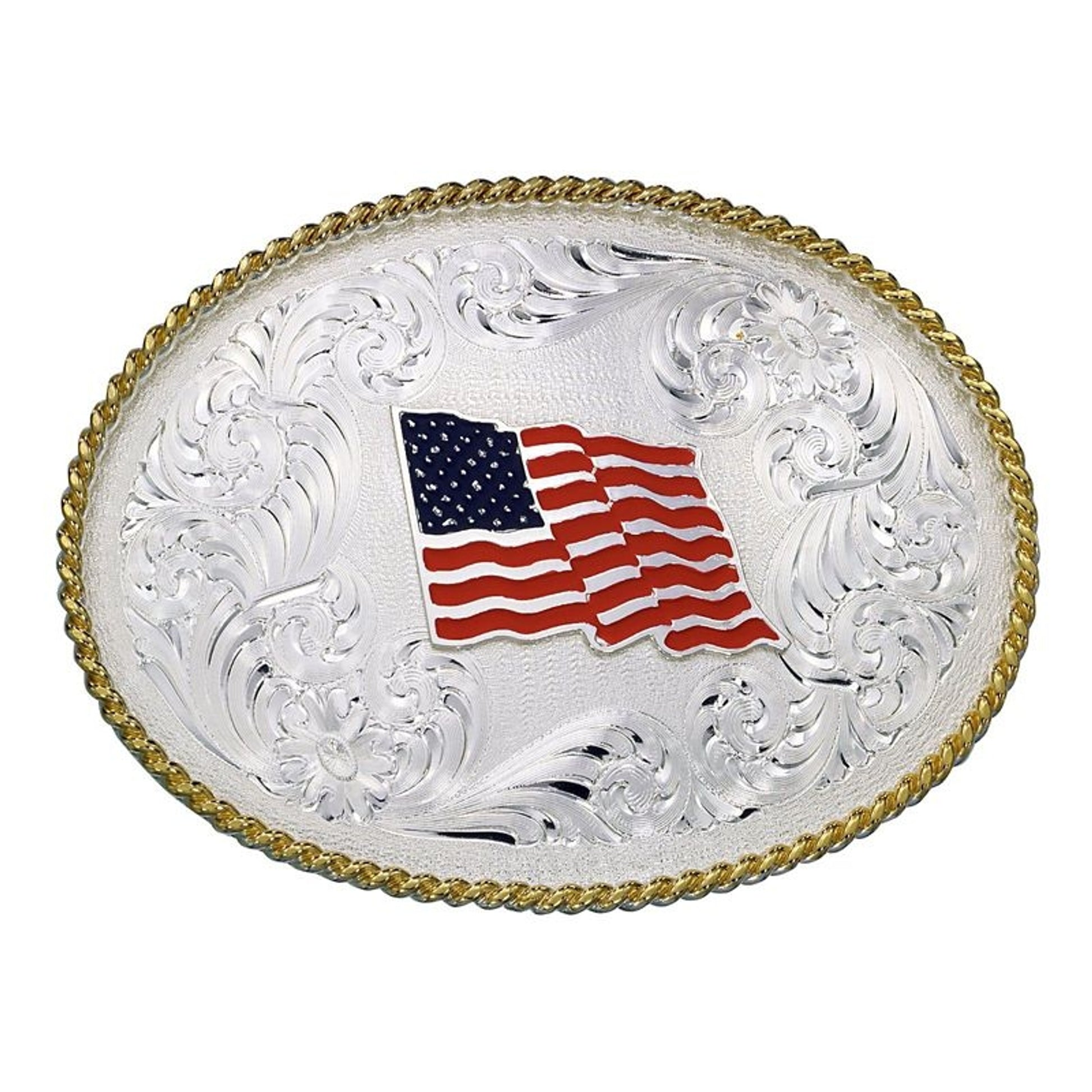 Montana 1340 Series Us Flag Western Belt Buckle