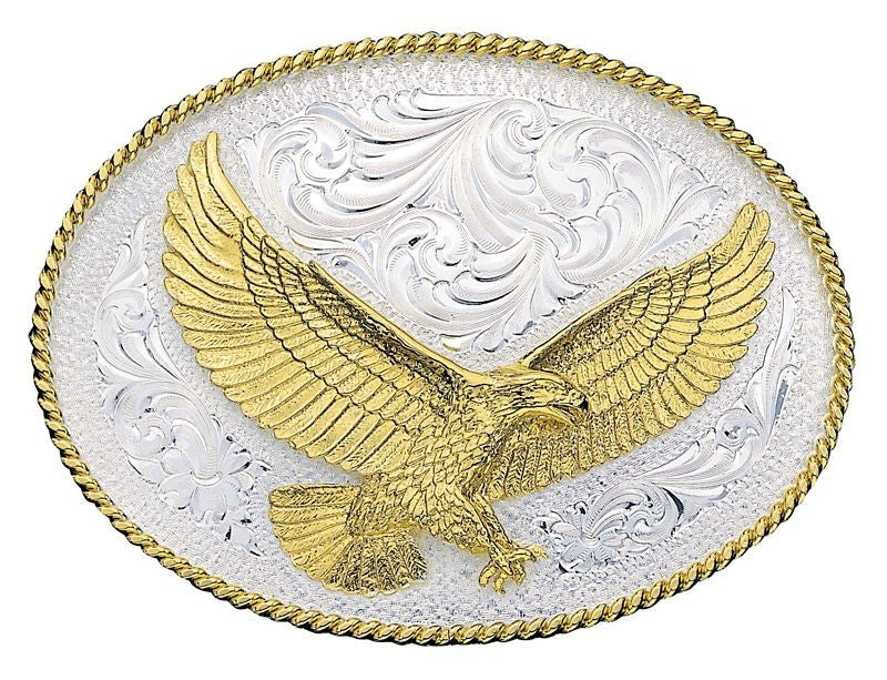 Montana Silver Engraved Western Belt Buckle 4 X 3