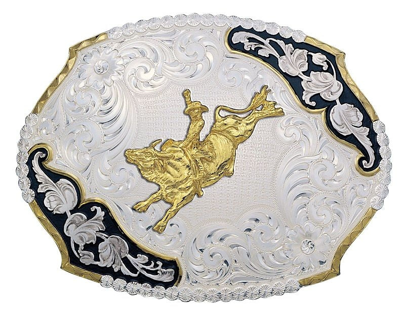 Leaves Western Belt Buckle/Bull Rider 4.75X3.75 Br