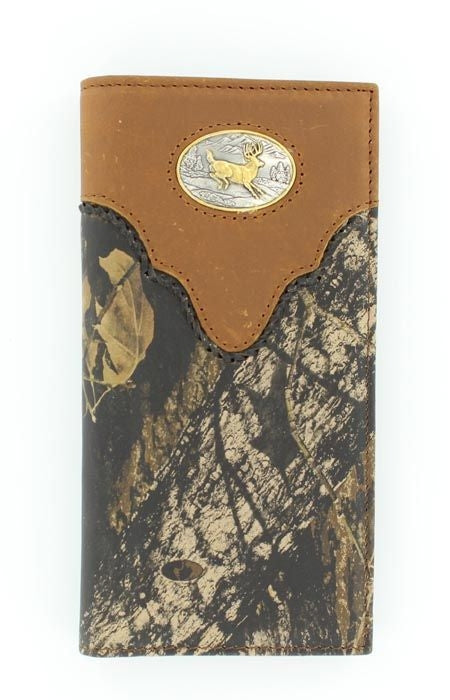 Nocona Pro Rodeo Deer Buck Camo WalletBk/Wh