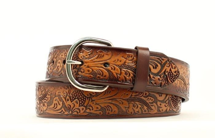 Nocona Hired Hand Floral Belt 28 Brown