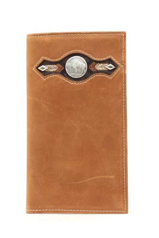 Nocona Mens Rodeo Wallet with Buffalo NickelBk/Wh