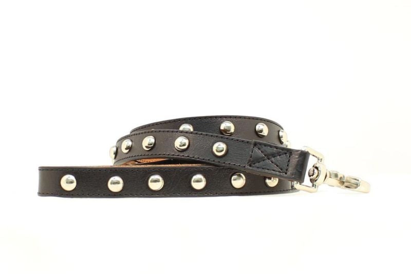 Double Barrel Nailheads Leash 6ft Black