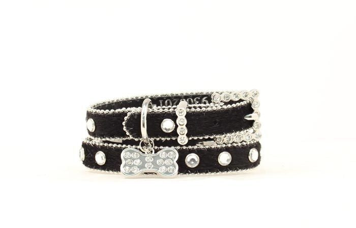Blazin Roxx Hair On Dog Collar SM Black