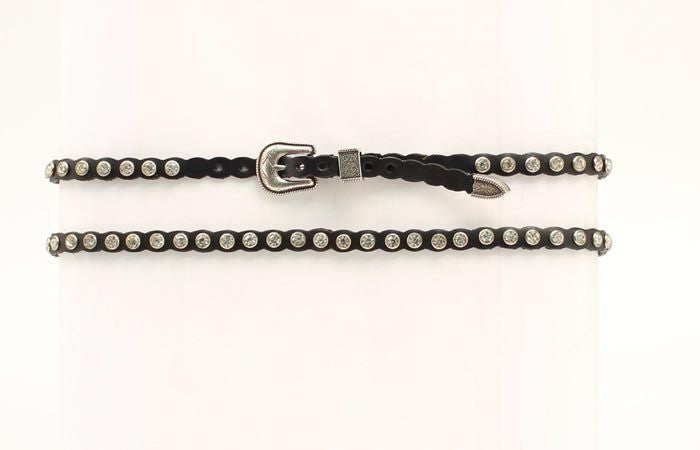M And F Western Scallop Crystal Buckled Hatband Bk