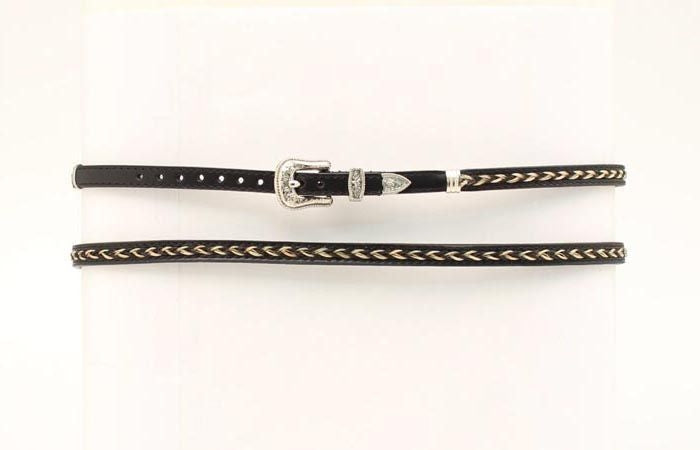 M And F Western Horse Hair Braided Hatband 3/8 Bk