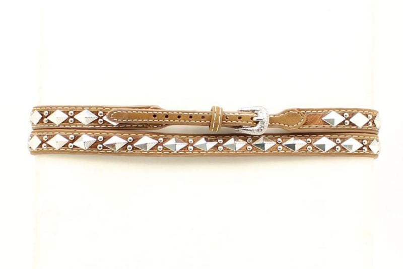M And F Western Diamond Concho Hatband Med Brown