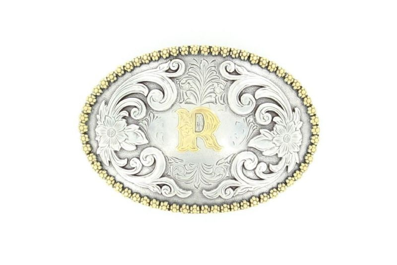 Nocona Antiqued Scroll/Inital Buckle 2.75 x 4 A