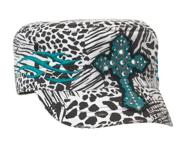 Blazin Roxx Ladies Animal Print Military Cap Zebra
