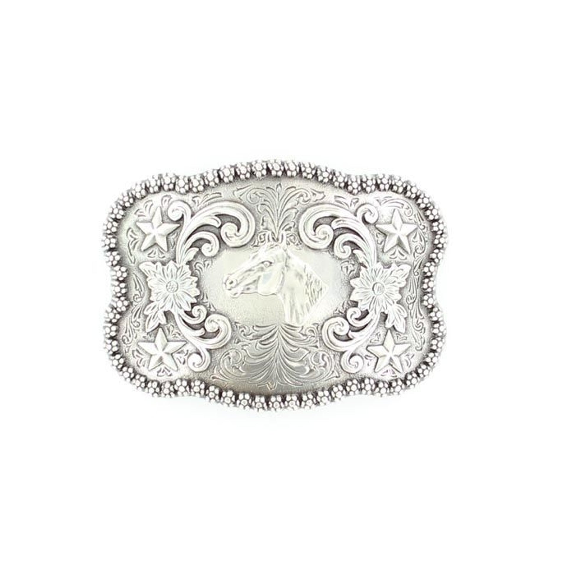 Nocona Berry Horsehead Buckle 2 x 3 Silver