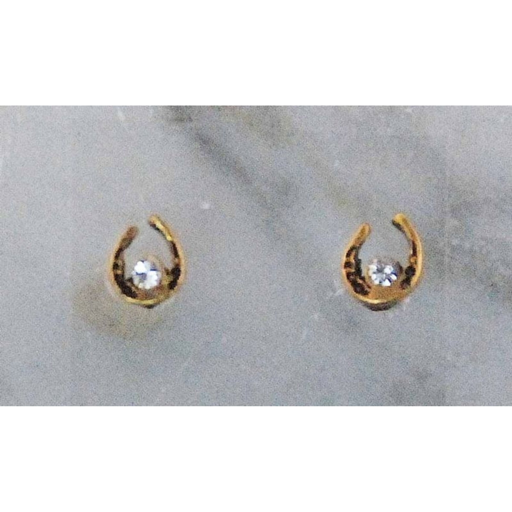 Mini Horseshoe With Crystal Stone Earrings Gold