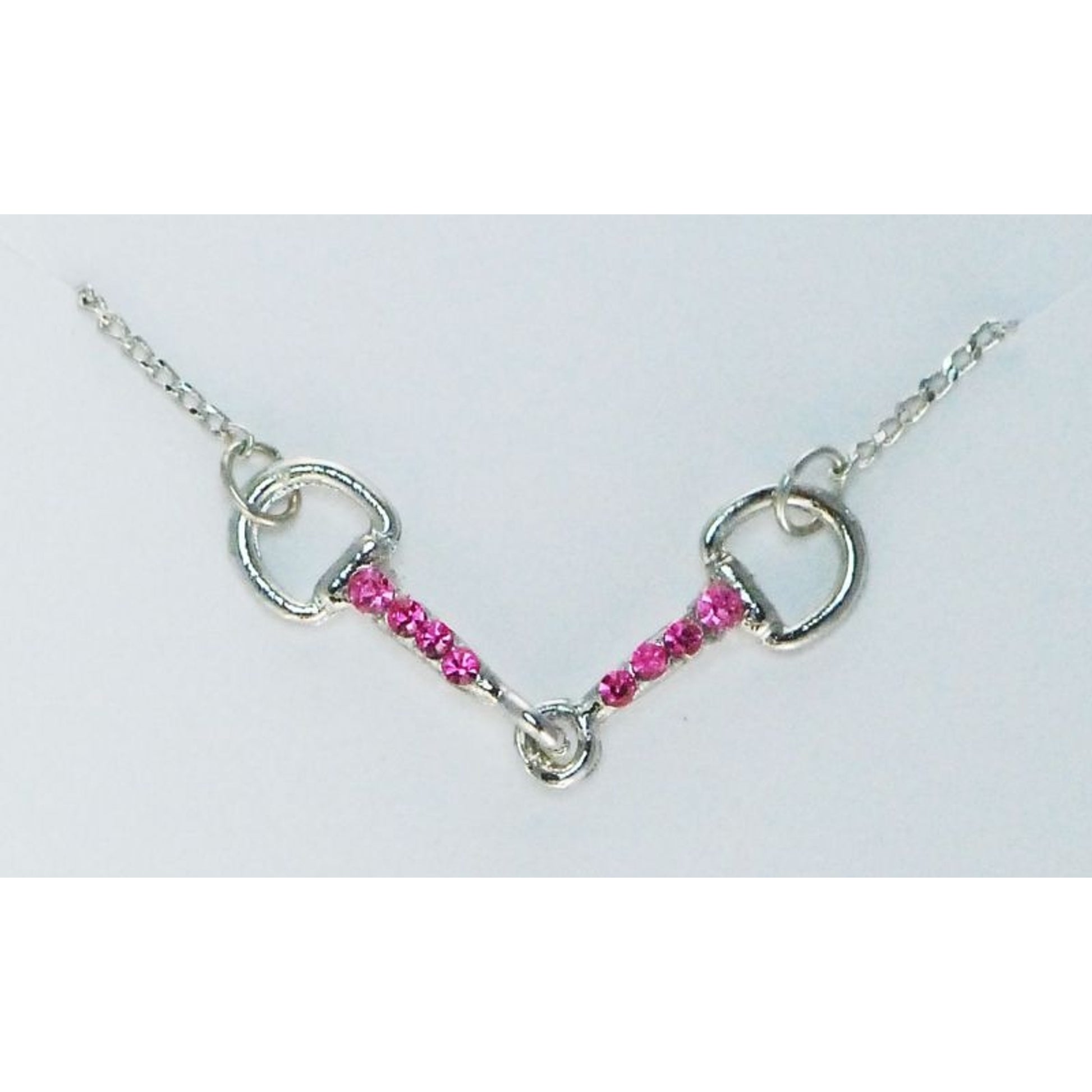 Snaffle Bit Necklace With Stones Pink/Rhodium