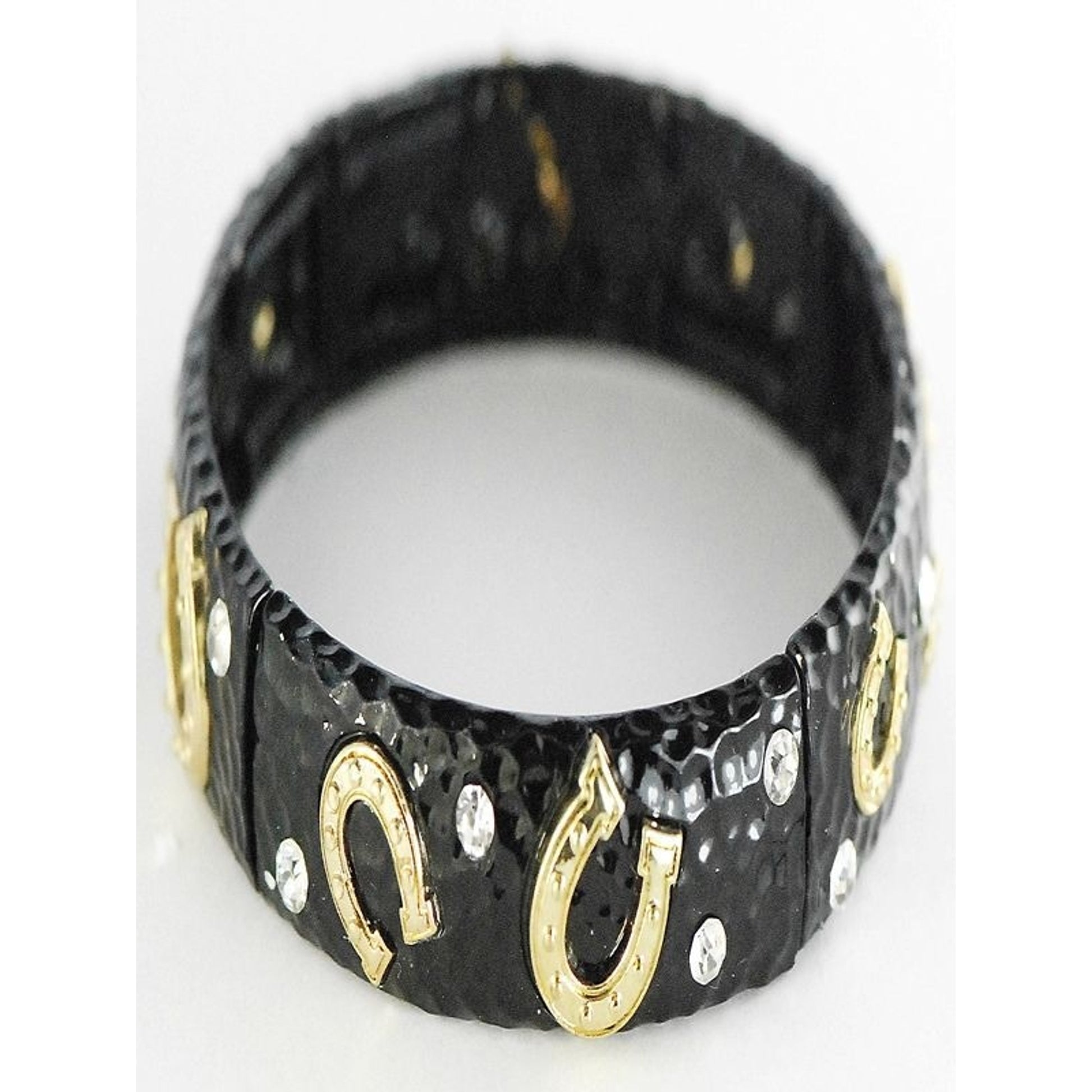 FT Textured Horse Shoe Bracelet Black/Gold
