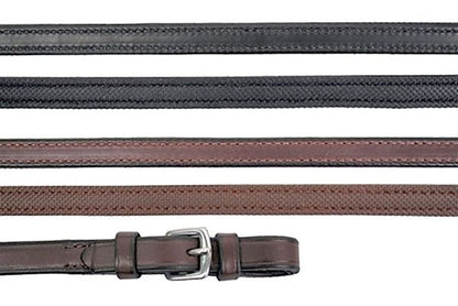 Nunn Finer Rubber Lined Reins With Hand Stops 3/4 Blk