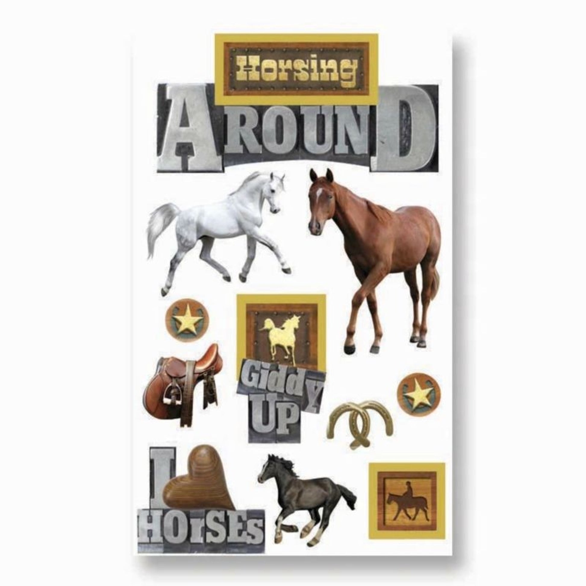 Horsing Around 3D StickersBk/Wh