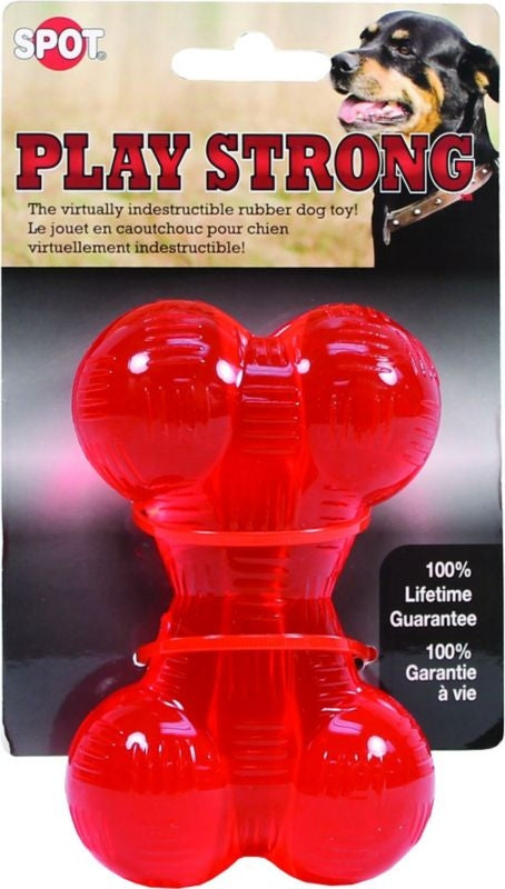 Spot Play Strong Rubber Bone Dog Toy Small Red