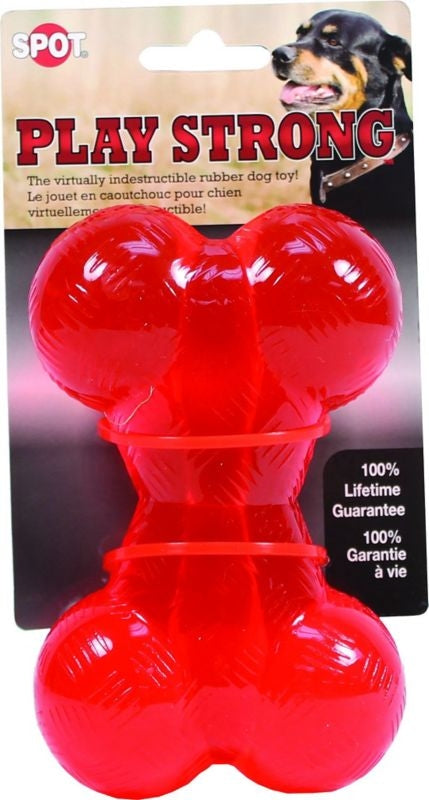 Spot Play Strong Rubber Bone Dog Toy Small Red