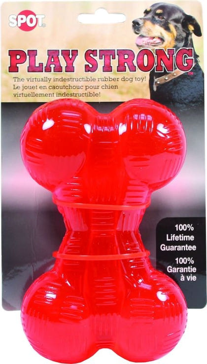 Spot Play Strong Rubber Bone Dog Toy Small Red