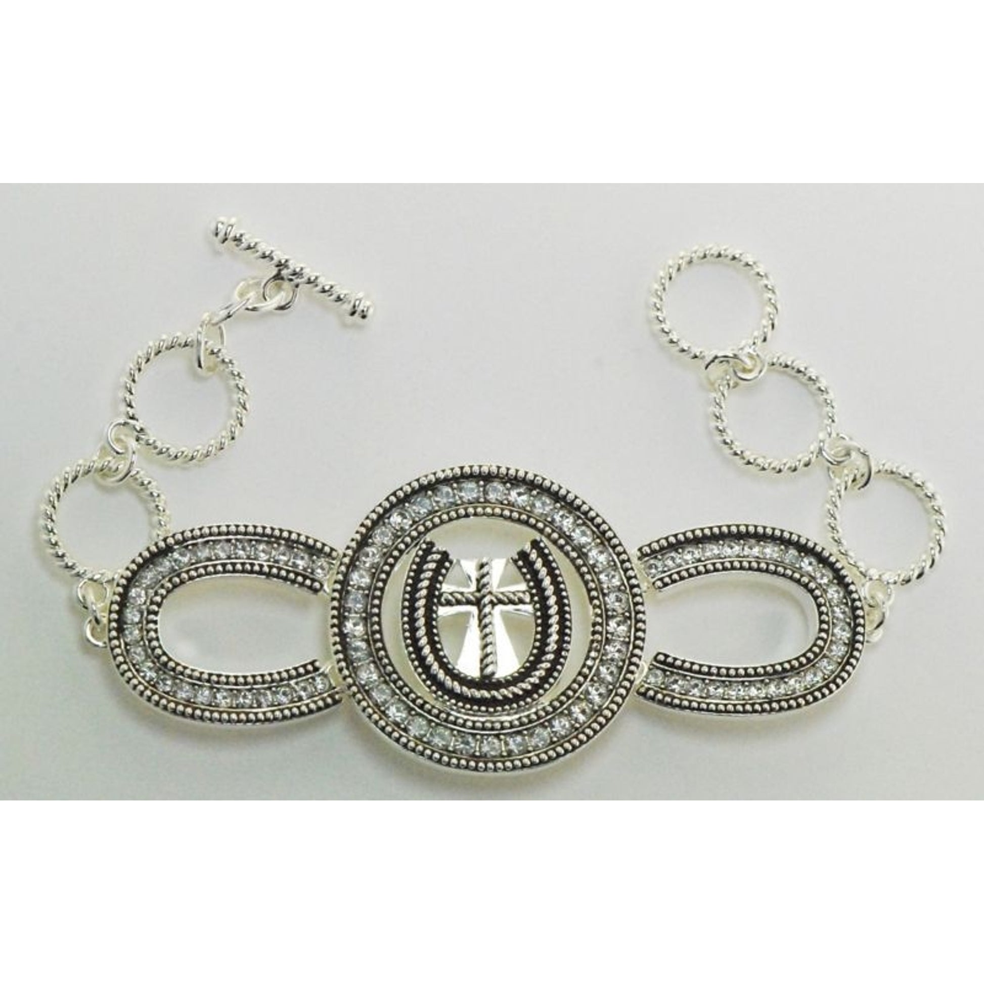 Western Edge Horseshoe Cross Bracelet Crystal