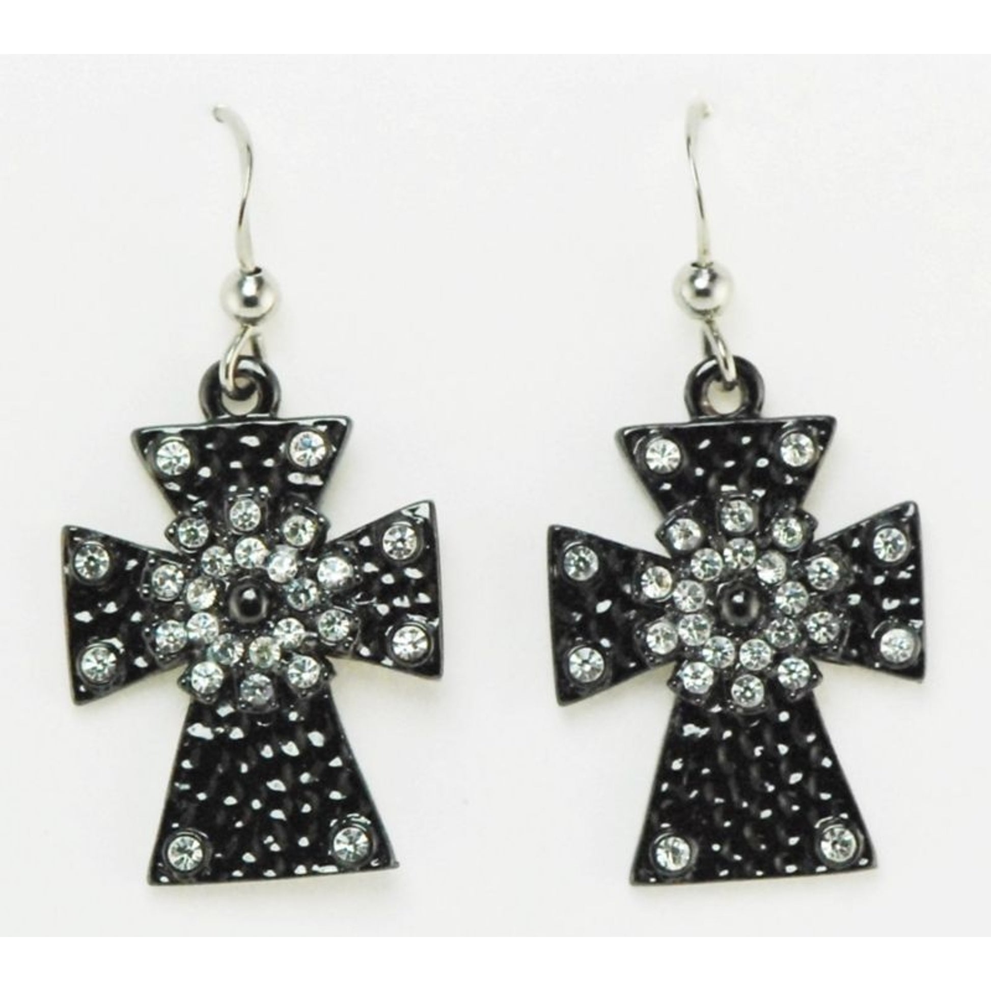 Western Edge Cross Earrings Black