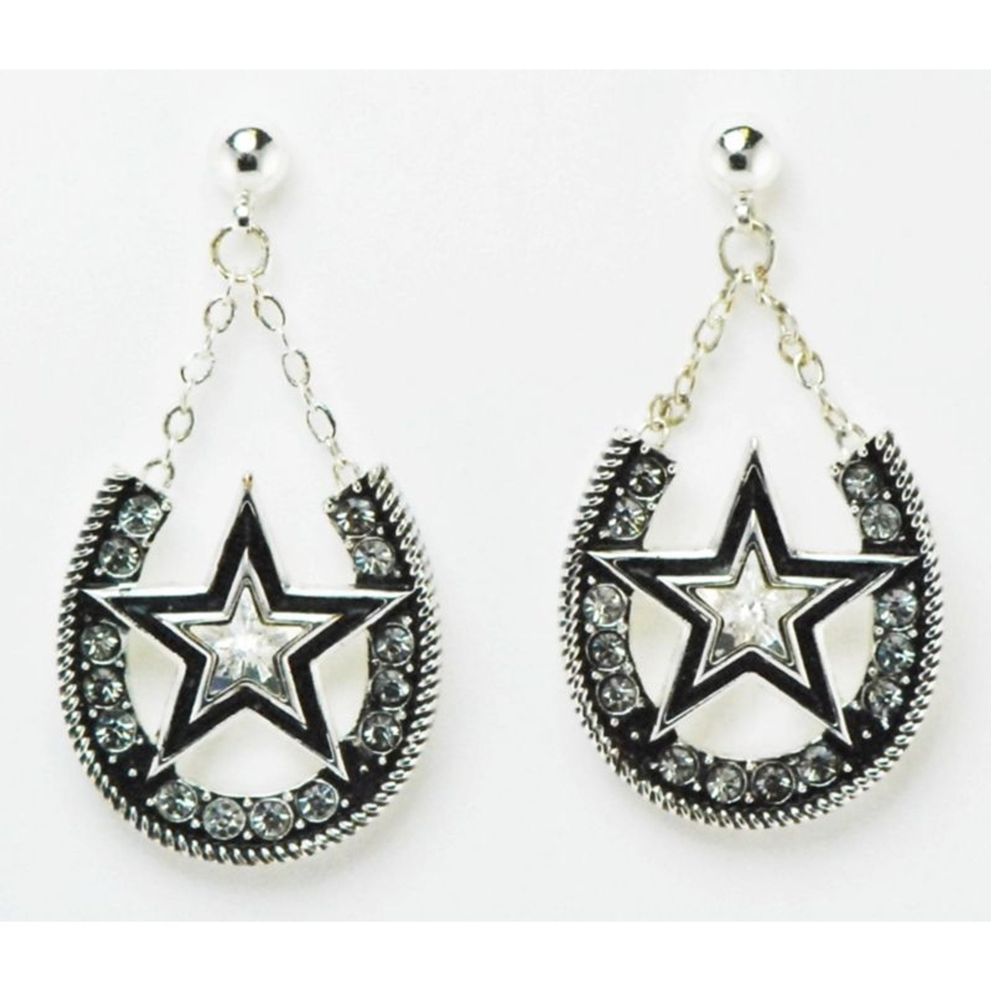 Western Edge Jewelry Dangle Horseshoe Star Earring