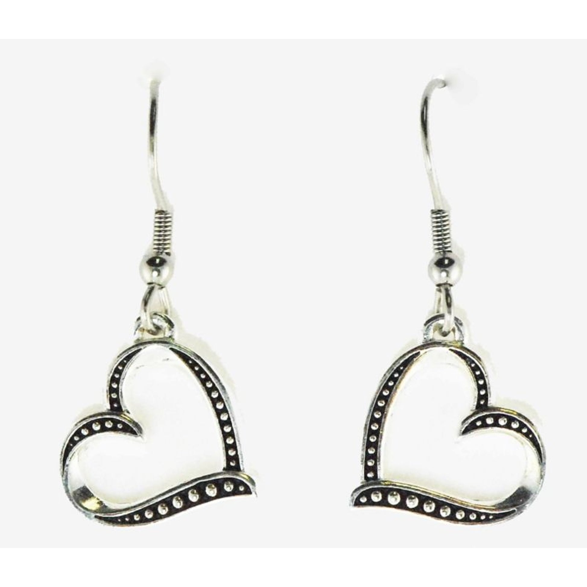 Western Edge Jewelry Side Heart Earrings Blk/Sil