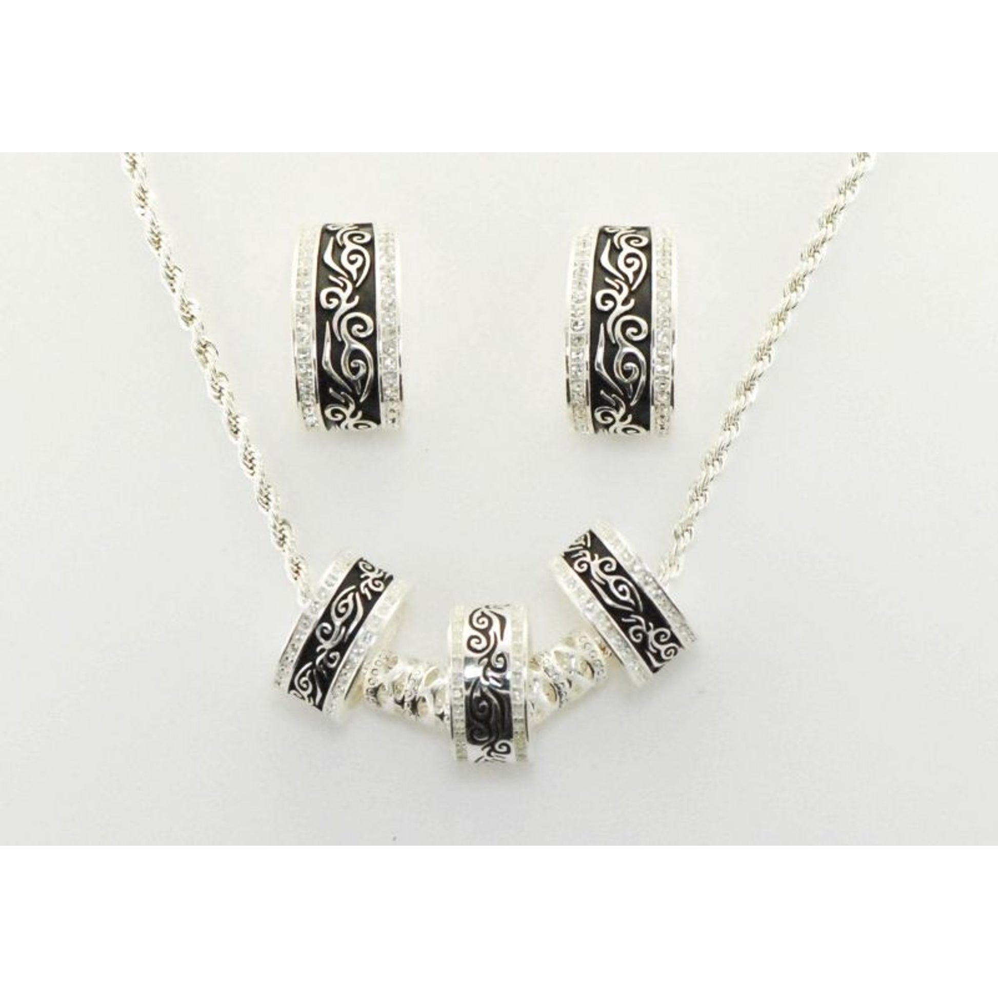 Western Edge 3 Ring Filigree Crystal Jewelry Set