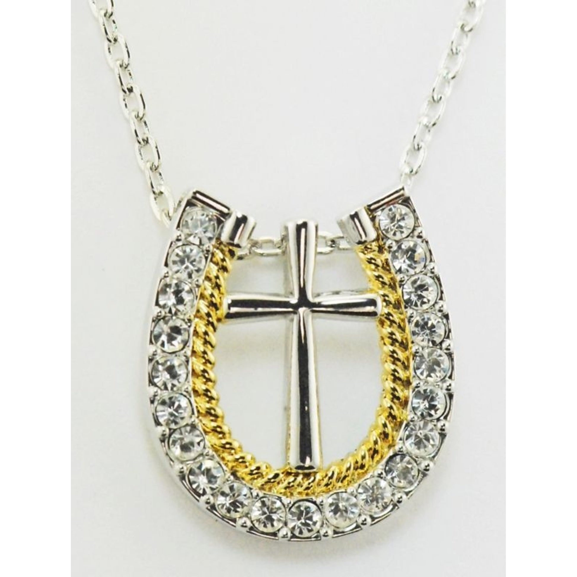Jewelry Rope Horseshoe Cross Necklace Gold