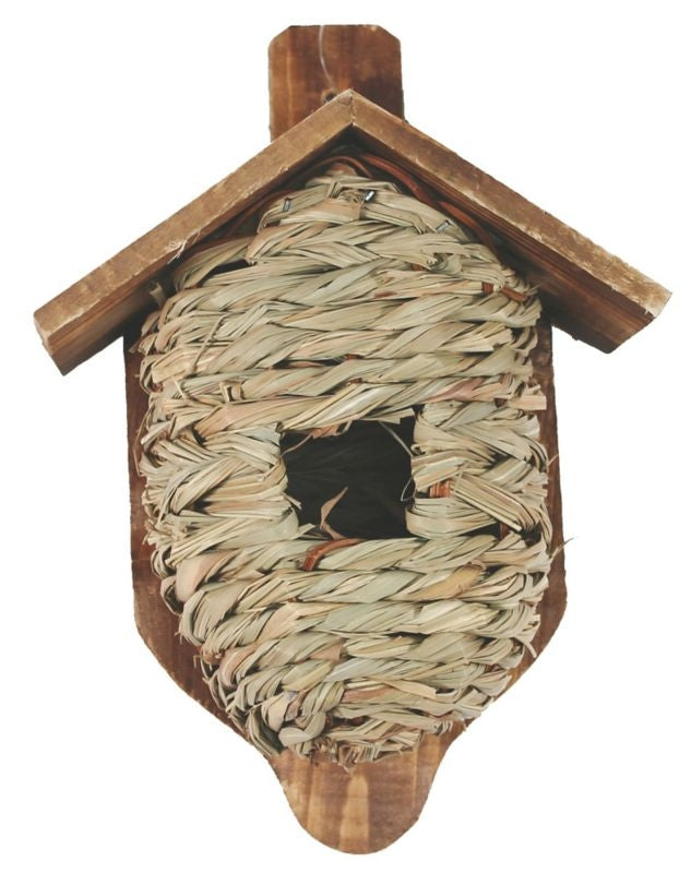 Mounted Grass Roosting Pocket with Roof 10.4in Tan