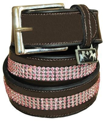 Equine Couture Ladies Bling Leather Belt Lg Havana