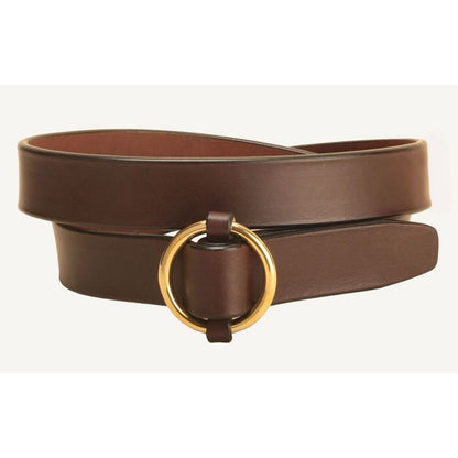 Tory Brass Ring Buckle Leather Belt 24 Havana