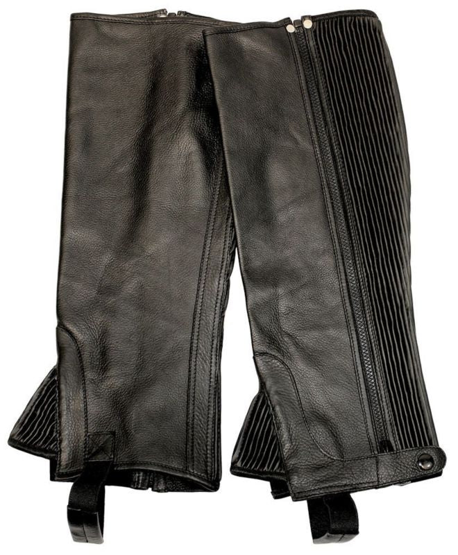 Demi-chaps Cuir Synthétique Tuff Rider - Noir - Grain Grippy - Taille M (100581)