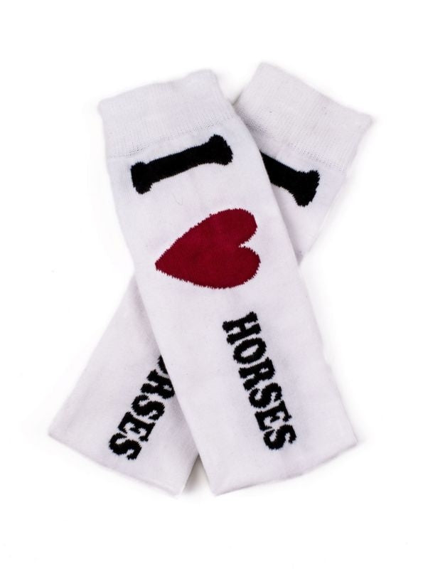 Lettia Ladies Bamboo Boot Sock- I Love Horses Navy