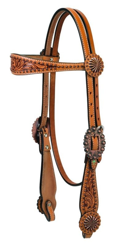Turq Cross CowboyStyle Browband Headstall Horse Br