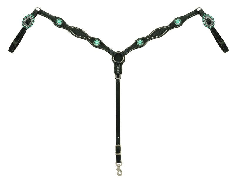 Basketweave Scalloped Breast Collar Horse Black