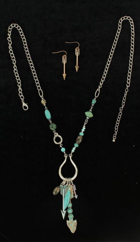 Blazin Roxx X-Large Beaded Arrow Jewelry SetBk/Wh
