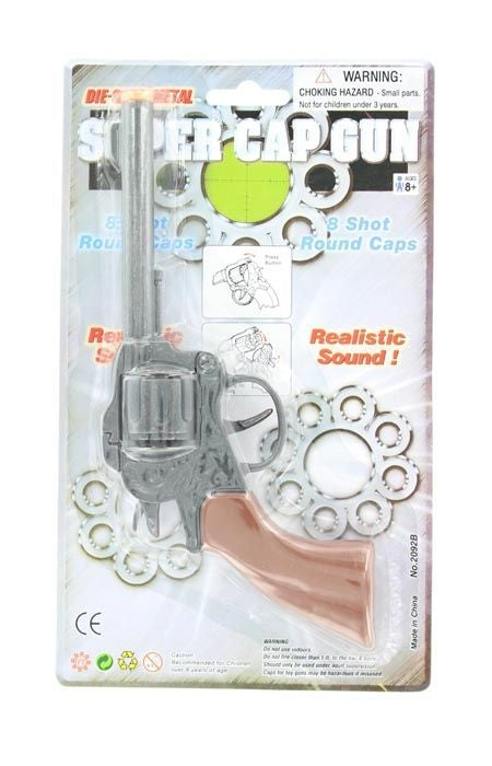 Mandf Western Metal Revolver Cap Gun PistolBk/Wh