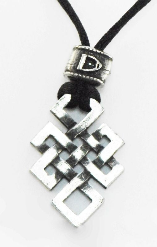 Barbary Celtic Knot On Cord Necklace Black