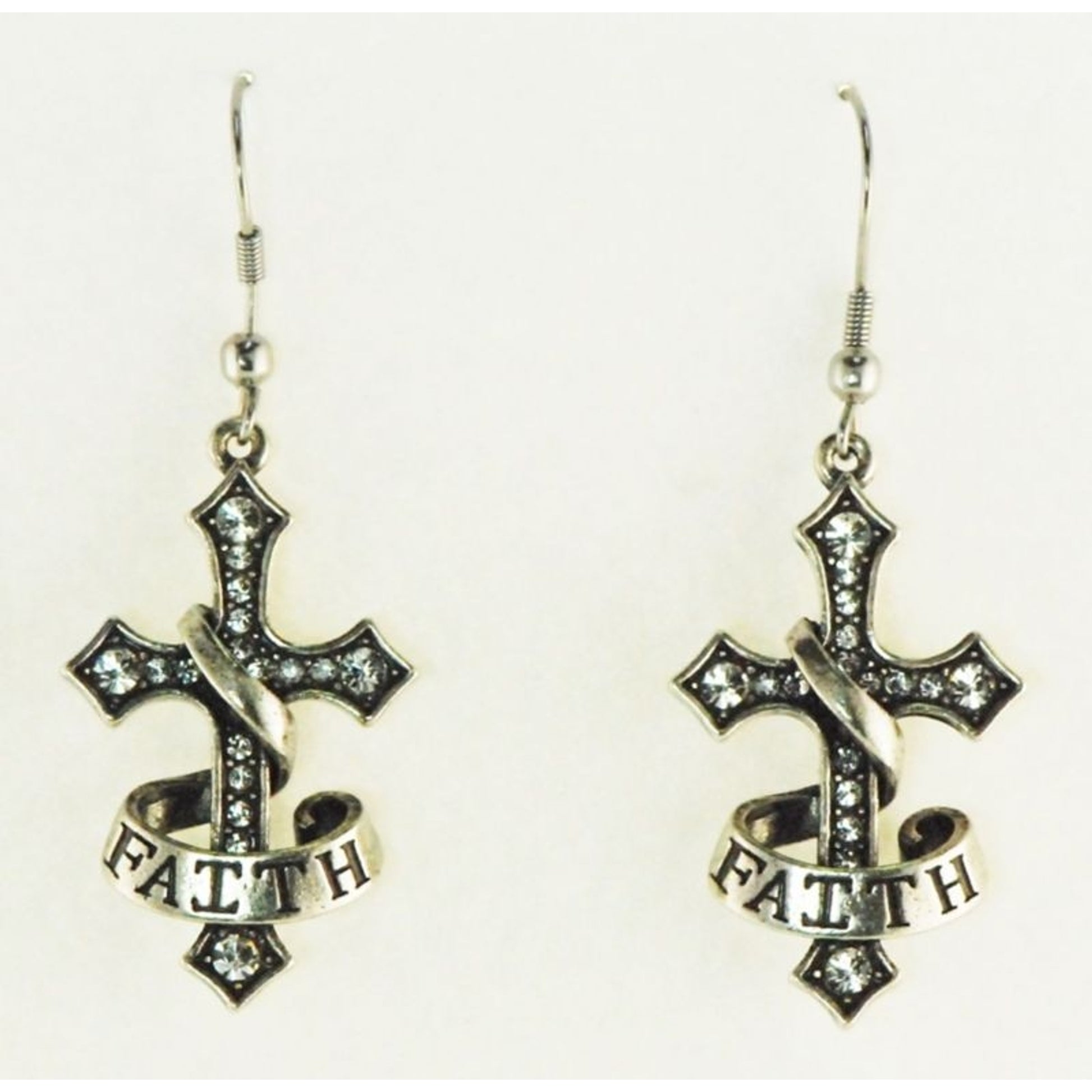 Western Edge Cross Faith Dangle Earrings