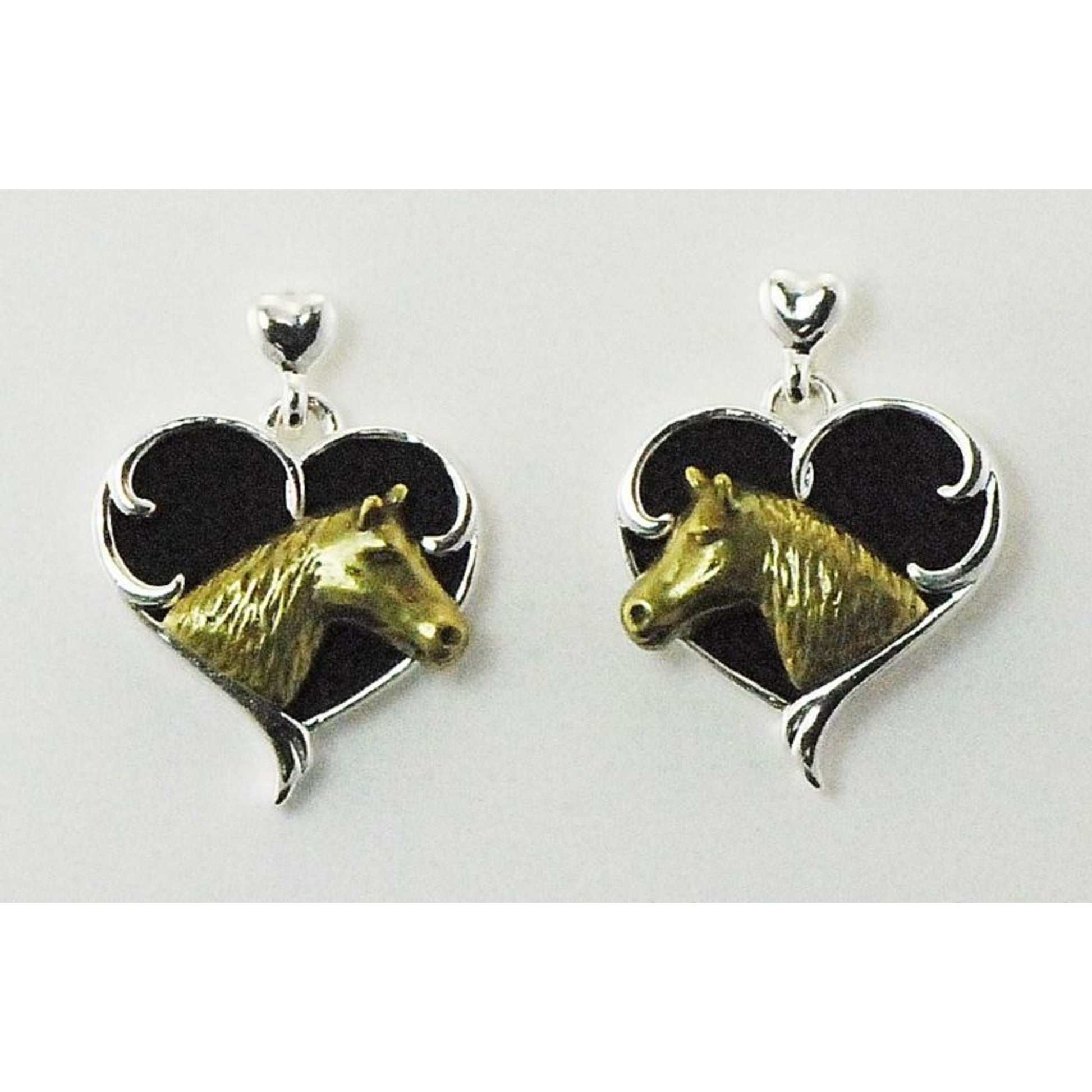 Western Edge Heart Horsehead Earrings