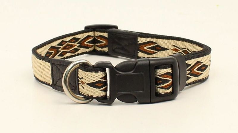 Dbl Barrel 3/4 Run Diamond Dog Collar 13-20 Tan