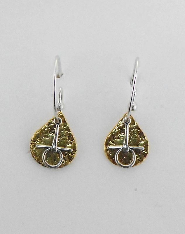 Teardrop/Snaffle Bit French Wire Earring Gold/Silv