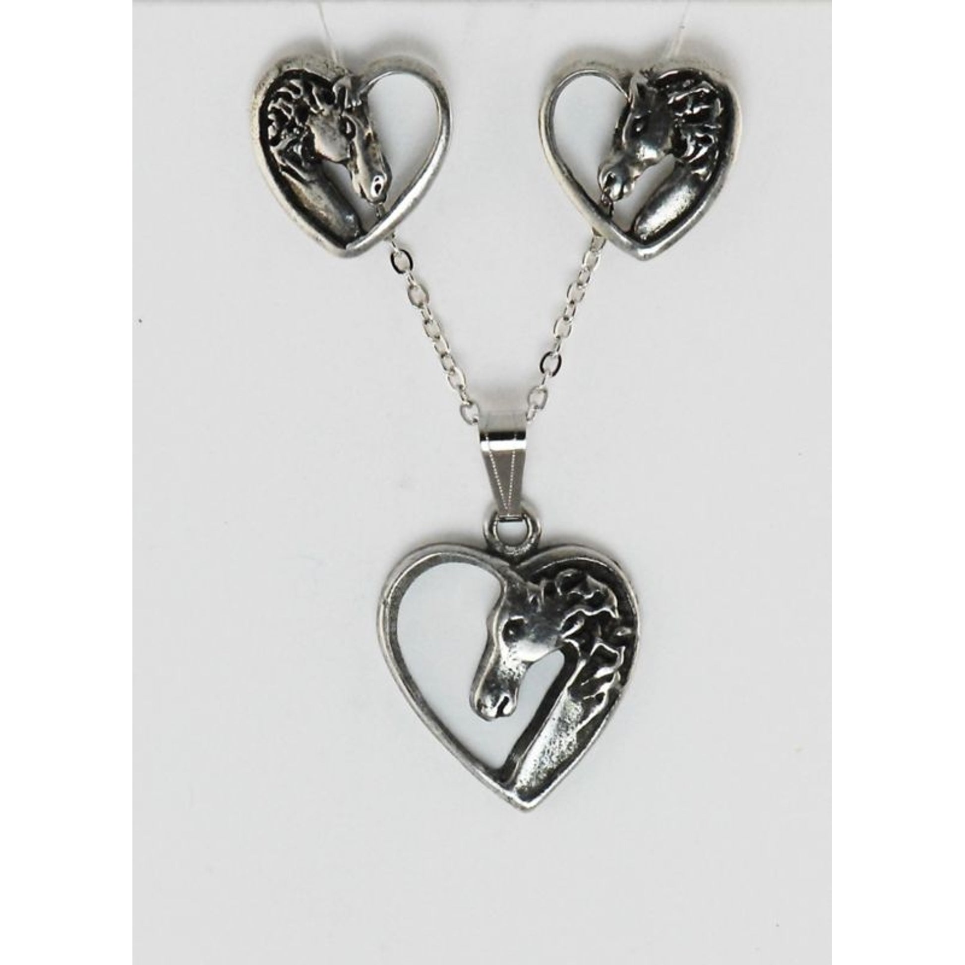 Finishing Touch Horse Head Heart Earrings/Necklace